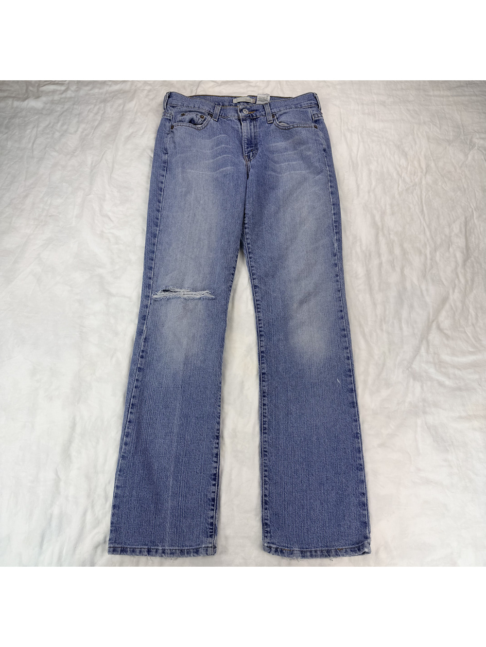 Levi's 505 Women's Jeans Size 6 M Distressed Straight Leg Y2K Faded Blue Denim - Picture 4 of 15